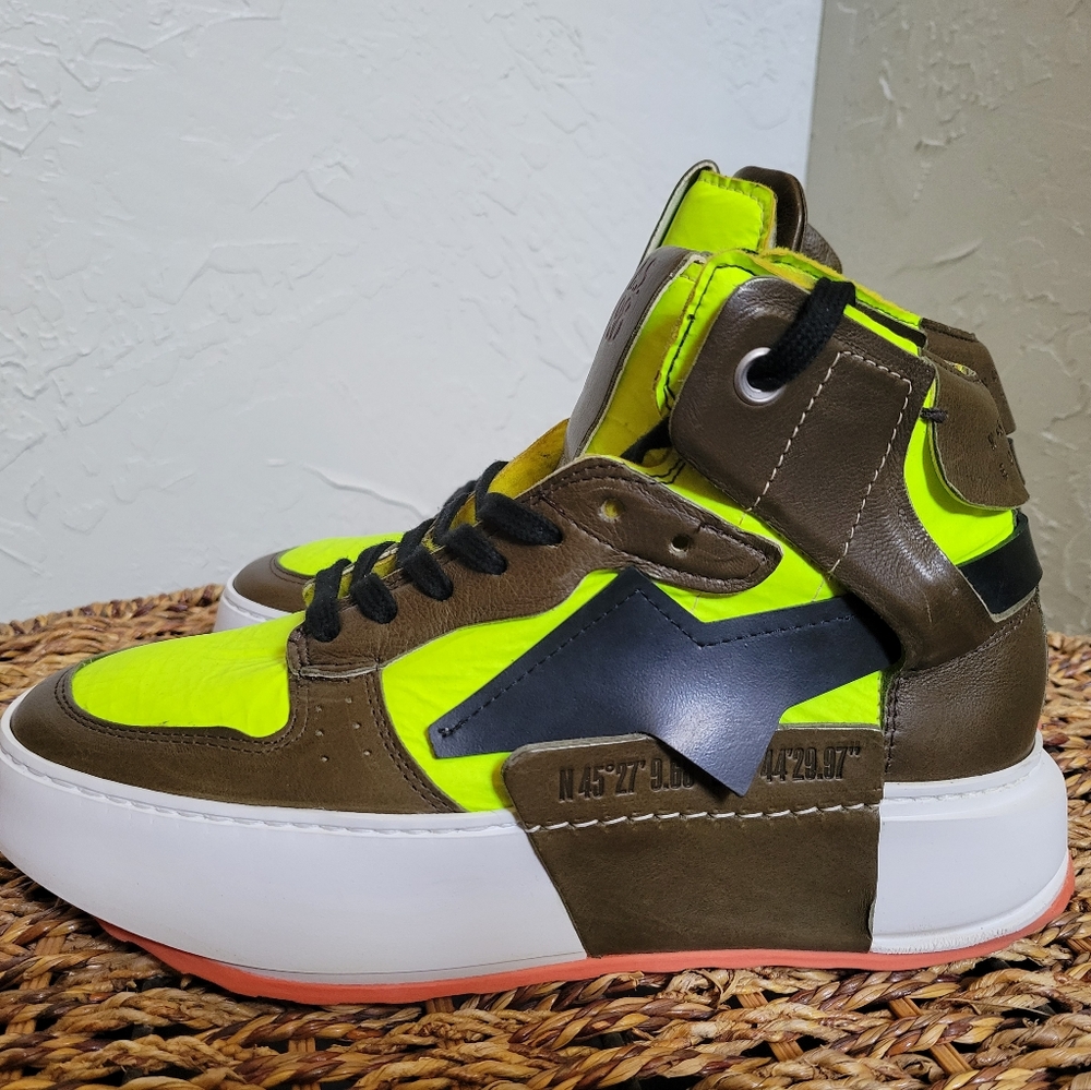 NIB A.S.98 Neon Green High Top Sneakers 8-8.5